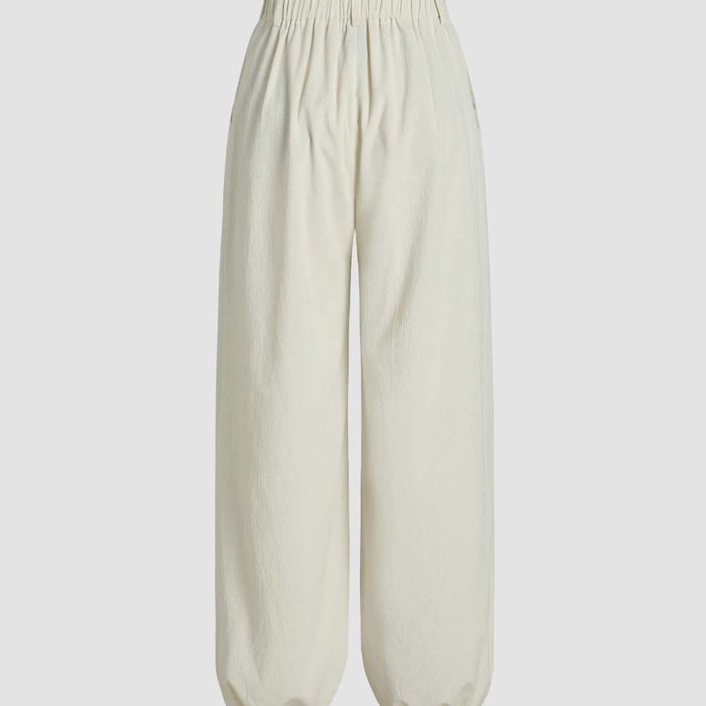 Cider Cream Textured Wide-Leg Pants/joggers